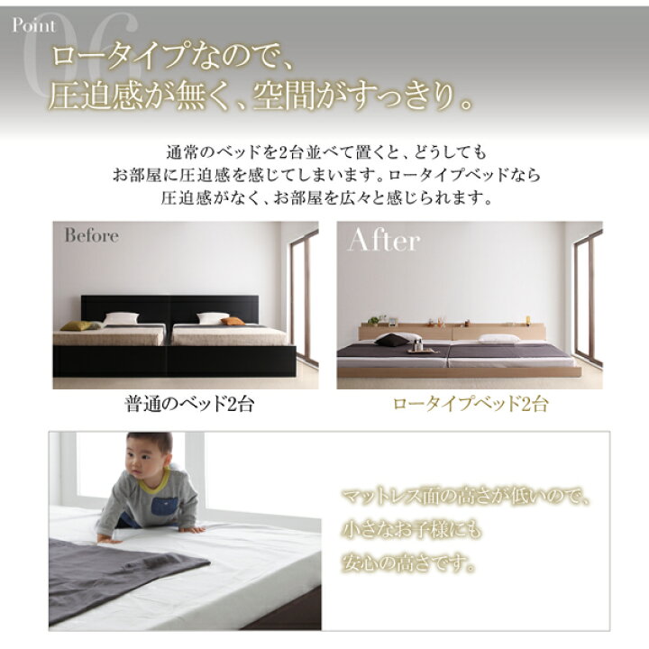 楽天市場】ワイドK280 （ダブル×2台） 大型ベッド ローベッド フロア 