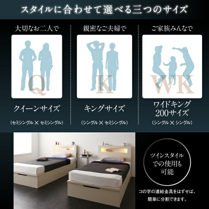 楽天市場】組立設置付 跳ね上げ ベッド ワイドキング200 （シングル×2 