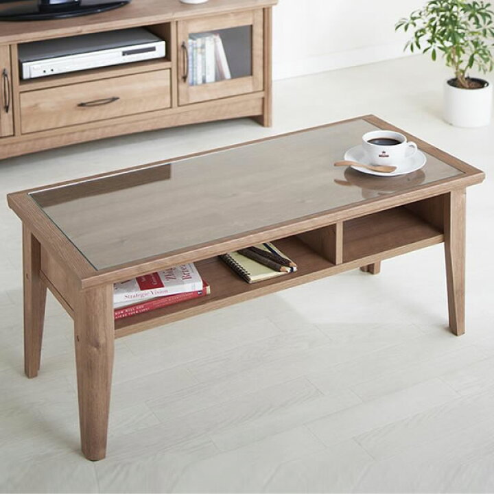 楽天市場】ローテーブル 単品 幅86×奥行39×高さ36cm ガラス天板 棚付き 