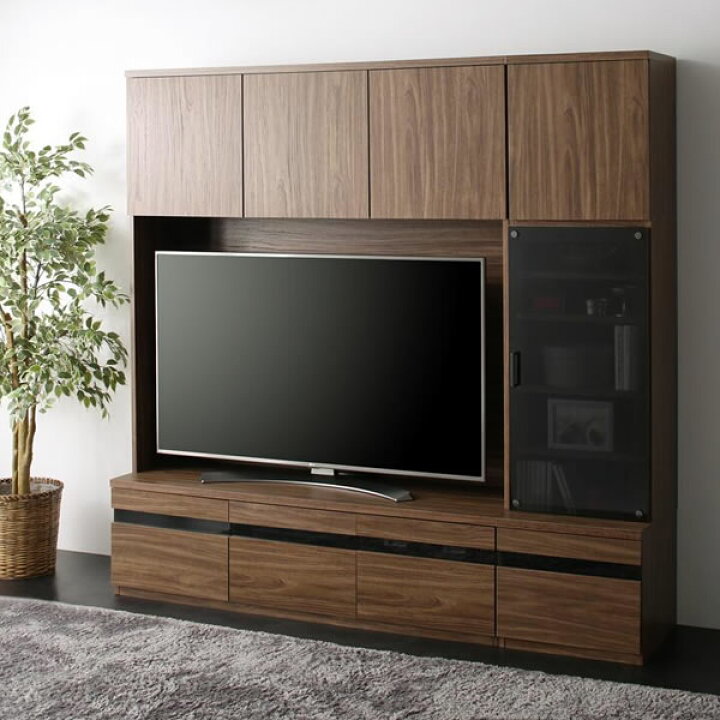楽天市場】壁面収納 テレビ台 2点セット（テレビボード+ガラス扉 