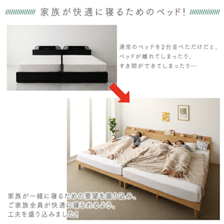 楽天市場】連結 ベッド 2台 すのこ ファミリーベッド ワイドキング200 