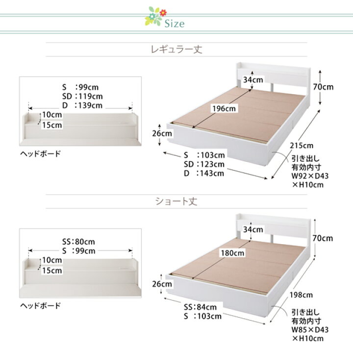 楽天市場】ベッド セミダブル 収納 マットレス付き 専用リネンなし 