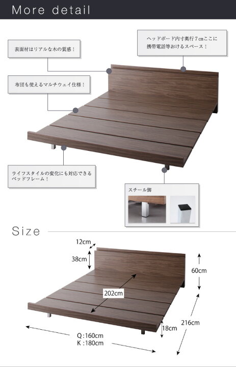 楽天市場】ローベッド ダブルベッド 大型ベッド ナローステージ 