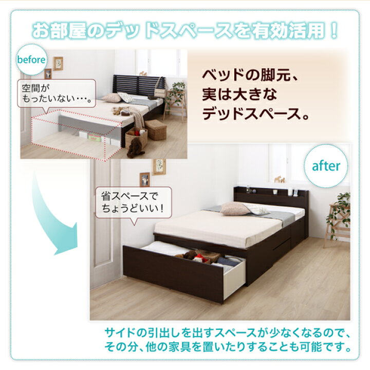 楽天市場】お客様組立 ベッド シングル 収納 マットレス付き 薄型 