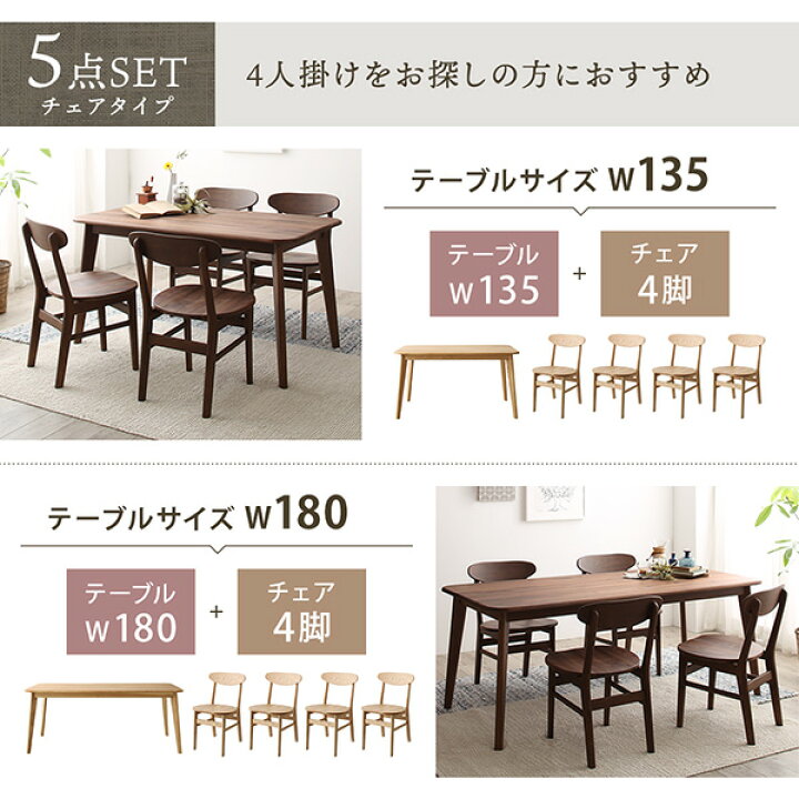 楽天市場】ダイニングセット 4点セット（テーブル幅135+チェア2脚+ 