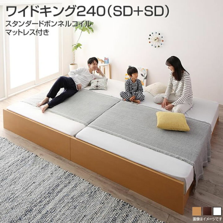 楽天市場】お客様組立 連結 ベッド 2台 すのこ ワイドキング240 