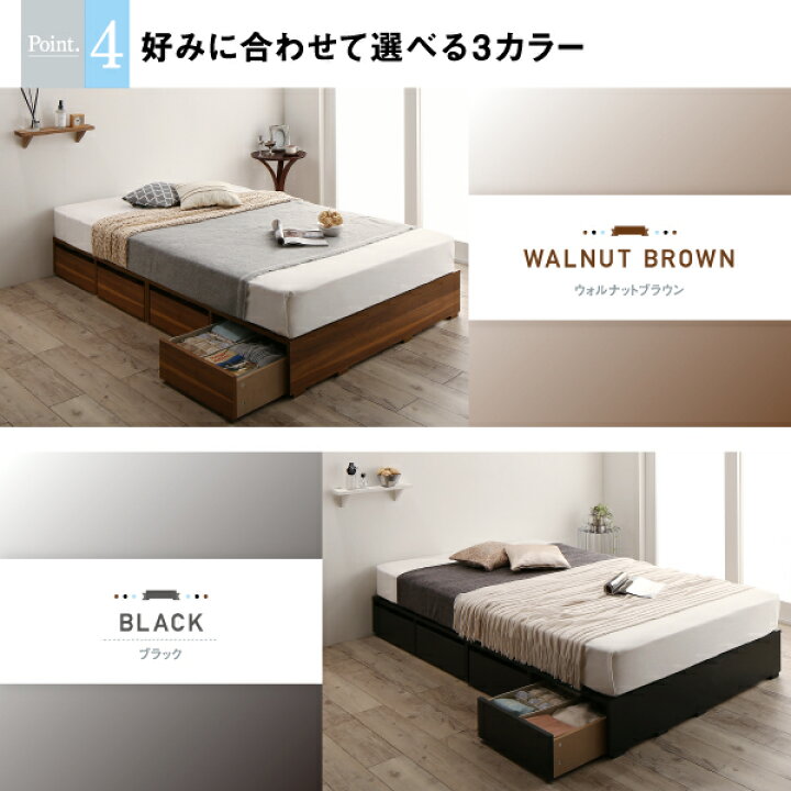 楽天市場】ヘッドレス セミダブル マットレス付き 引き出し4杯 