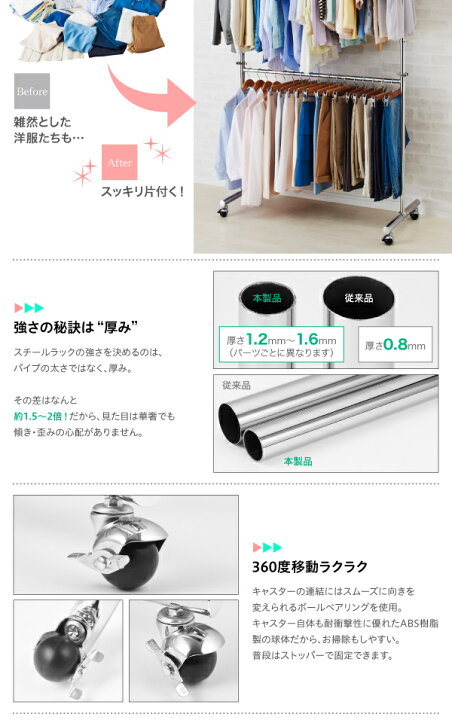 楽天市場 頑丈 ハンガーラック 幅95 5 高さ122 2cm 上下 2段 2連 コート掛け 洋服掛け 洋服ラック 服かけるやつ 物干し 室内干 子供 大容量 洋服掛けポール パイプハンガー ハンガーパイプ アイアンハンガーパイプ 丈夫 コートハンガー 上着かけ キャスター付き