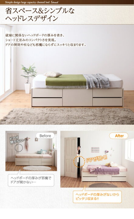 楽天市場】収納付きベッド シングル マットレス付 薄型スタンダード 