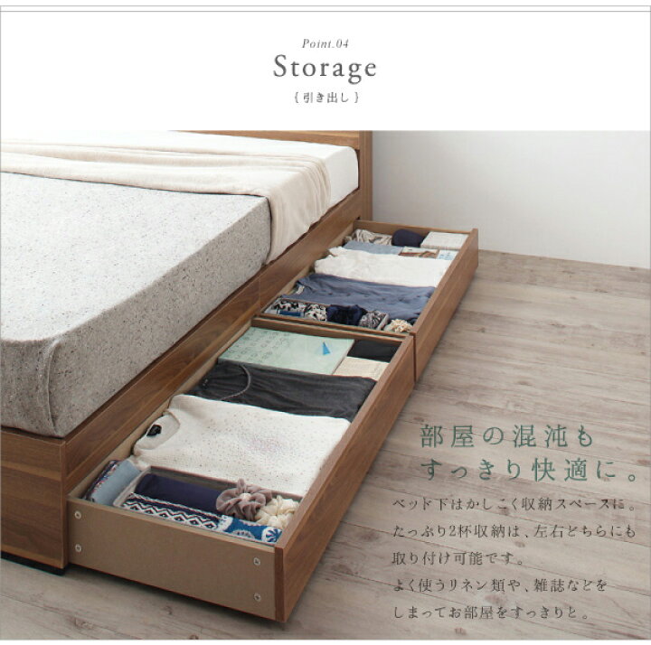 楽天市場】クイーンベッド（Q×1）広いベッド 収納ベッド 国産カバー 