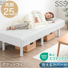【本日5%引クーポン】 RENEWワントーンデザイン 高脚25cm 脚付きマットレス sss セミシングル ショート丈 コンパクト ポケットコイル セミシングル 脚付きマットレスベッド セミシングルベッド 180cm 足付きマットレス マットレス ベッド セミシングルショート