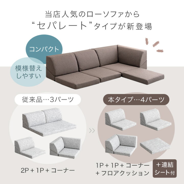 楽天市場】ローソファ 連結シート 付 ソファ セット コーナーソファ 