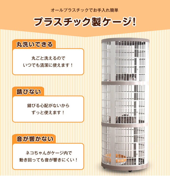 楽天市場】錆びないプラスチック製！丸型 ハイタイプ キャットケージ 3 
