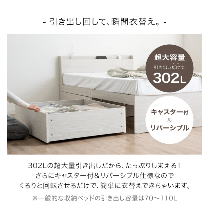 楽天市場】【正午~5%OFFクーポン】 衣替え 大容量ベッド USB 2 