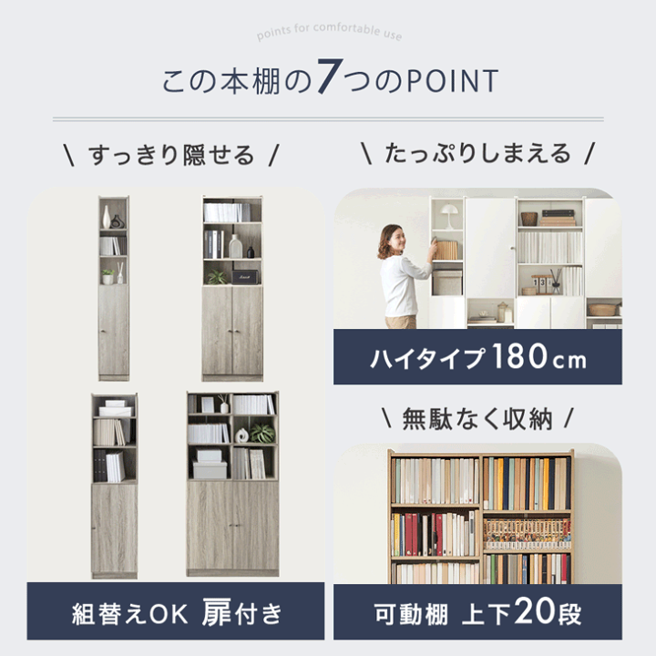 本棚 シェルフ 高さ180/90 幅60 本棚 大容量 日本製 幅118 奥行30 高さ180cm 稼働棚 3cmピッチ