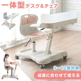 一体型デスク＆チェア 高さ調整 キッズデスク チェア セット キッズデスクセット キッズテーブル チェアセット キッズチェア 子供机 子供用デスク 学習机 デスク テーブル 椅子 子供 キッズ コンパクト 省スペース 子供部屋