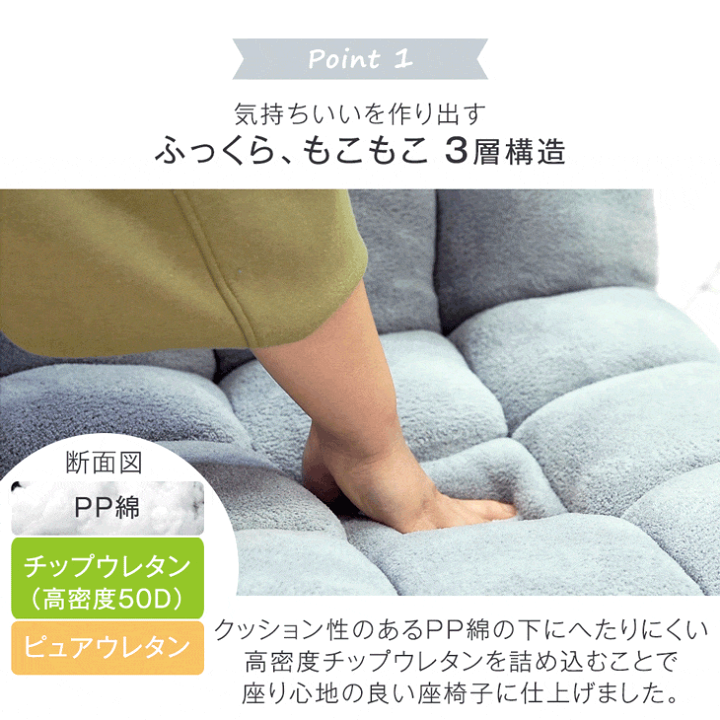 楽天市場】ふわもこUP ニュアンスカラー 座椅子 リクライニング 14段