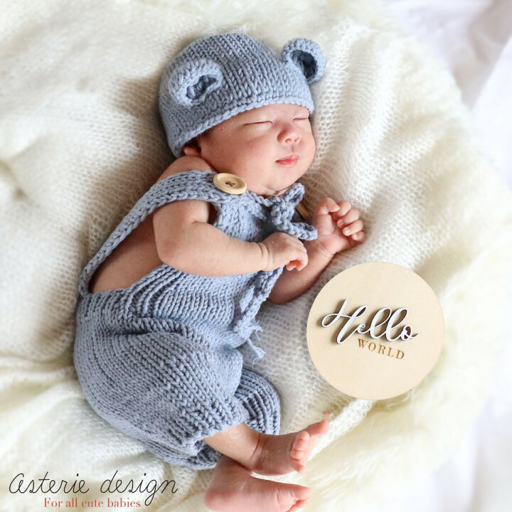 ニューボーンフォトグッズ専門店 Lolo's Coberllus 新生児 写真撮影 小道具 衣装 ファブリック スリーピーノットハット &amp; 足付きロンパース ボディスーツ