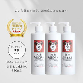 ふきとり化粧水 くすみケア 透明感 古い角質除去 保湿 うるおい 米ぬか コスメ ローション 角質ビッグサイズ 角質ケア プレ化粧水 ポンプ 美人ぬか 純米 大容量 拭き取り化粧水 ふき取り化粧水 30代 40代 50代 3本 送料無料