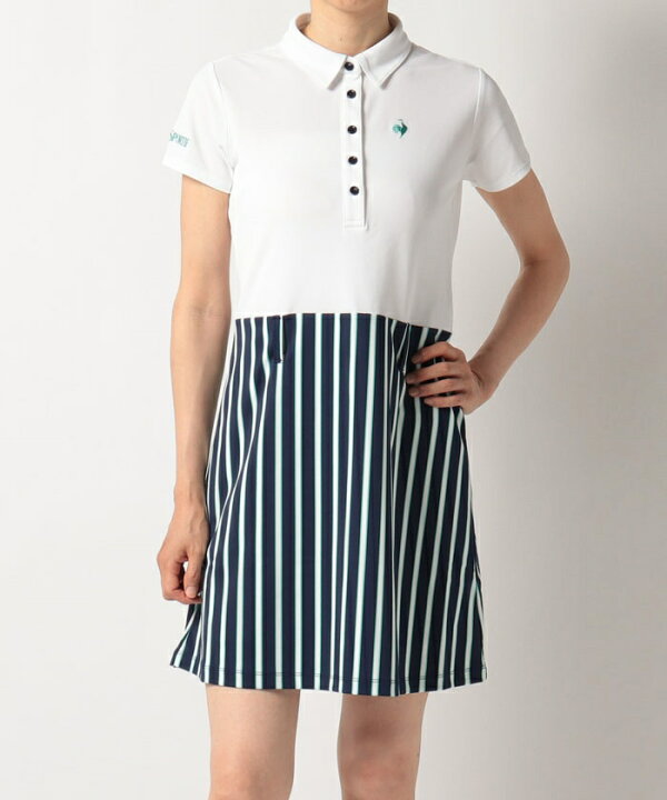 楽天市場 公式 ルコックスポルティフ ゴルフ ルコック 切り替えストライプワンピース 吸汗速乾 Upf15 ストレッチ レディース ウェア ワンピース ゴルフ ゴルフウェア スポーツ Qgwsjj00 21年秋冬モデル デサント公式通販 楽天市場店