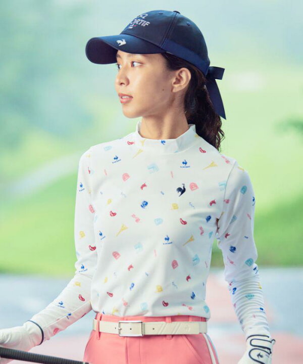 楽天市場 公式 ルコックスポルティフ ゴルフ Paris柄モックネックシャツ 吸汗速乾 ストレッチ Uv Cut Upf50 Descente Eco 再生材料使用型 長袖 レディース ウェア シャツ ポロシャツ ゴルフウェア おしゃれ スポーツウェア ルコック 22年秋冬