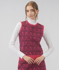 【マラソン期間限定 P10倍/10%OFFクーポン】【公式】ランバン スポール モノグラムジャカード ニットベスト レディース クルーネック 袋ジャカード ダブルJLロゴ ゴルフ ウェア ベスト ゴルフウェア おしゃれ スポーツ ブランド セール VLX5031A2 2024年春夏モデル