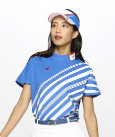 【マラソン期間限定 P10倍/10%OFFクーポン】【公式】 ルコックスポルティフ ゴルフ 【ワイドフィット】 ボーダーモックネック 半袖シャツ レディース ストレッチ UVカット 吸汗速乾 サンスクリーン ゴルフウェア シャツ セール QGWXJA08 2024年春夏モデル