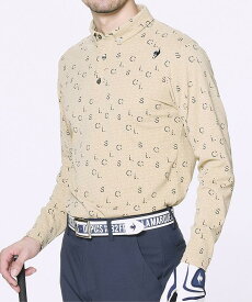 【公式】 ルコックスポルティフ ゴルフ 【ストレッチフォーサー】 モノグラム小柄 長袖ポロシャツ メンズ 吸汗速乾 UVカット ストレッチ ゴルフウェア シャツ 新規セール スポーツ LG4FLS01M 2024年秋冬モデル