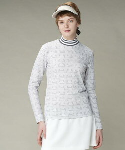 【公式】ランバン スポール モノグラム柄プリント モックネック 長袖シャツ レディース 保温 UVカット ストレッチ ゴルフウェア ゴルフ シャツ ウェア おしゃれ スポーツ ブランド 2024年秋冬