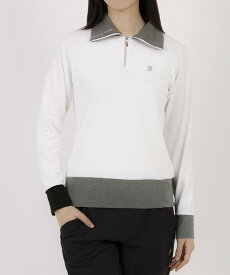 【マラソン期間限定 P10倍/10%OFFクーポン】【SALE/40％OFF】【公式】ランバン スポール ロールカラー 長袖シャツ レディース 部分UVカット ストレッチ ゴルフ シャツ ウェア おしゃれ ゴルフウェア スポーツ ブランド VG4FLS41L 2024年秋冬モデル