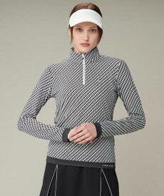 【公式】ランバン スポール 幾何柄プリント長袖シャツ レディース ハーフジップアップ 吸汗速乾 UVカット クーリング機能 サンスクリーン ゴルフウェア ゴルフ シャツ 新規セール スポーツ ブランド VG4FLS01L 2024年秋冬モデル