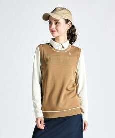 【楽天スーパーSALE 30%OFF】 【公式】 マンシングウェア ロゴジャカード ニットベスト レディース クルーネックタイプ ロゴ 汎用性 綿混素材 ゴルフ ベスト ウェア おしゃれ スポーツ ブランド MGWXJL82