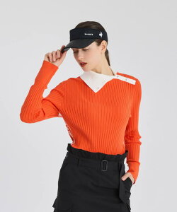 【公式】 ルコックスポルティフ ゴルフ 【RIJOUME】 変形襟シャツセーター レディース 手洗い可 リブセーター ゴルフウェア 防寒 長袖 セーター ニット ウェア 新規セール スポーツ 2024年秋冬