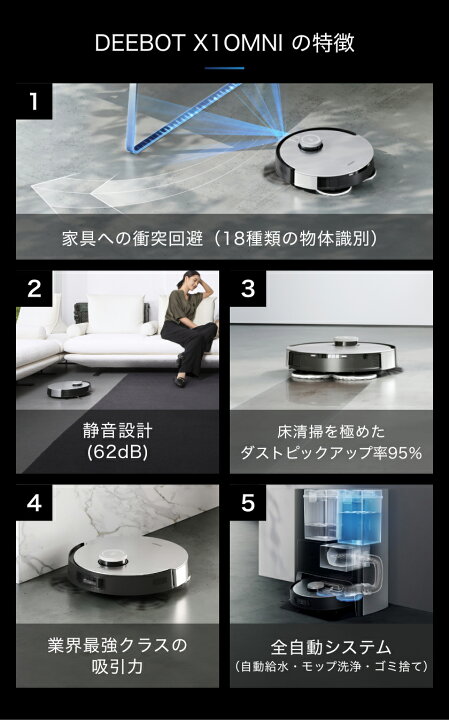 楽天市場】ロボット掃除機 DEEBOT X1 OMNI エコバックス ECOVACS 高 