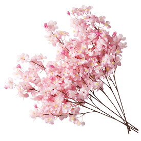 【6本組】中桜ブランチ店内を桜満開に飾り付けて、お客様の視線をキャッチ！送料無料 桜 さくら サクラ 造花 フェイクフラワー 春 装飾 花材 パーツ インテリア 枝 玄関 飾り ディスプレイ 花束