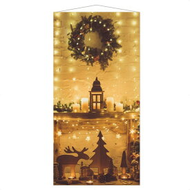 クリスマスタペストリー ゴールド 90×180cm 1枚落ち着いたゴールドを基調に、リースやトナカイ、街の風景の柄のおしゃれなタペストリー。クリスマス タペストリー 大きい 飾り 装飾 壁 玄関 背景 パーティ