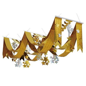 【5%OFFクーポン有り！10月5日限り】ゴールドスターデラックスペナント 1枚クリスマス プリーツハンガー 飾り 装飾 吊り下げ 天井