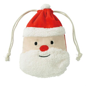 【10枚入り】モコモコ巾着ギフトバッグ サンタモコモコ生地で作った巾着バッグ。クッキーやキャンディなどのギフトにぴったり。クリスマス ギフト バッグ ラッピング 袋 おしゃれ 手提げ