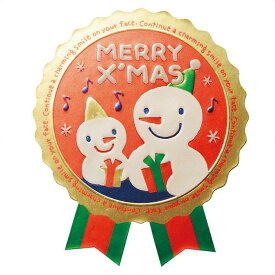 【5%OFFクーポン有り！楽天SS期間中♪】【100枚入り】スノーマン ギフトシール リボン型シールクリスマス ラッピング シール お菓子 プレゼント ラベル