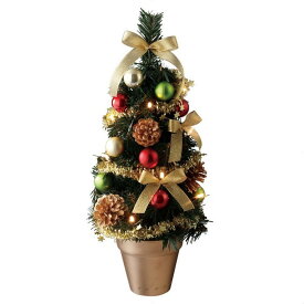 【高さ45cm】テーブルクリスマスツリー ゴールド 1個鉢付きテーブルツリーを手軽に飾って、クリスマス気分をアップ！LEDクリアライト付きで、リボンやボールやモールのオーナメントも付いたツリーです。クリスマスツリー おしゃれ 北欧 卓上 led