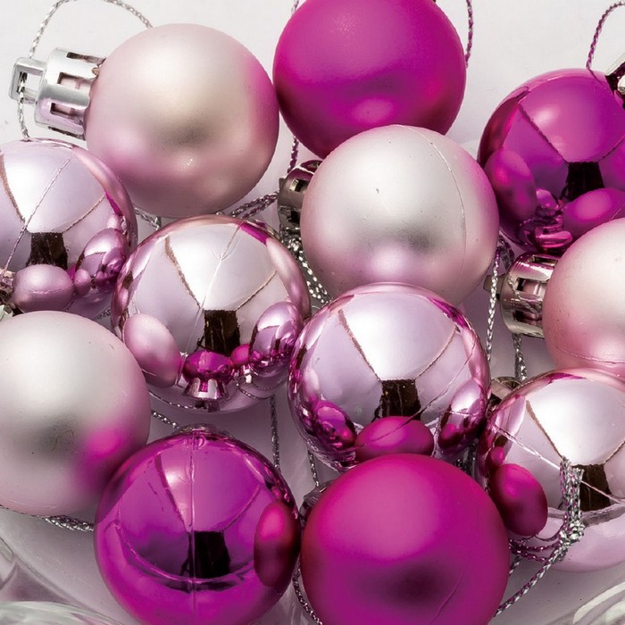 選ぶのも楽しい多彩なカラーと質感のボールが勢揃い クリスマス 飾り クリスマスツリー オーナメント オーナメントボール 5cmピンク 24個