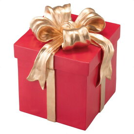 クリスマスボックスモチーフ レッド 1個クリスマスプレゼントの飾りです。赤い箱にゴールドのリボンがかかっています。ツリーの足元隠しにおすすめです。クリスマス 飾り 装飾 雑貨 オブジェ