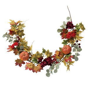 オータムガーランド グリーン 1本落ち着いた色合いのガーランドで素敵な秋の演出を!長さ150cmでアレンジしやすい!秋 造花 フラワー ガーランド 玄関