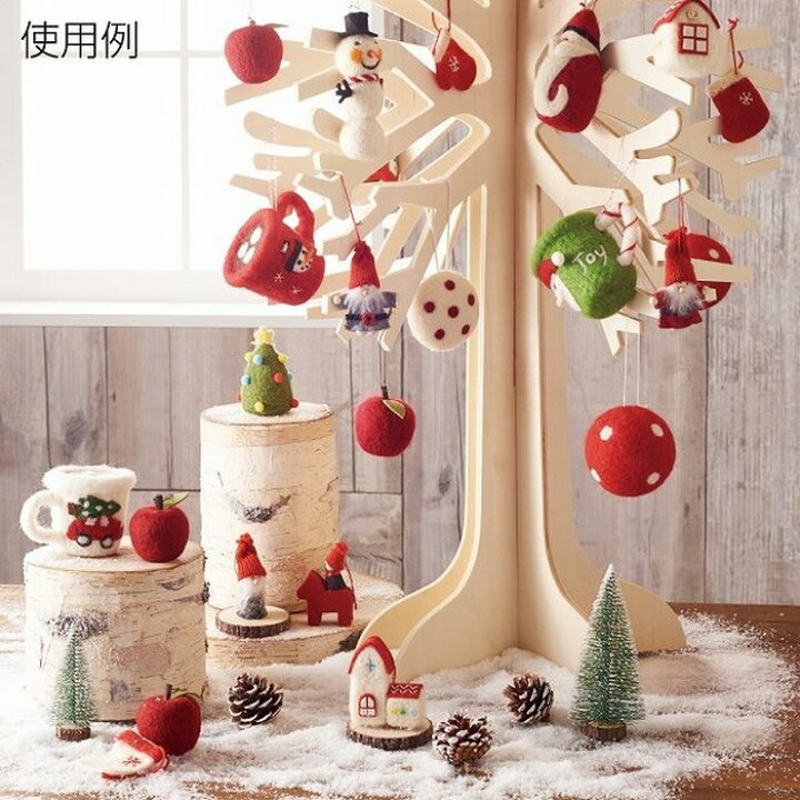 クリスマスオーナメントステッキ レッド 羊毛 赤 ウール ホワイトブルー 白 クリスマスツリー 青 温かい かわいい