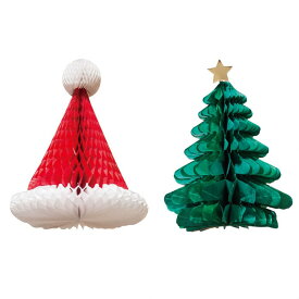 クリスマスハニカムセット流行のハニカムが帽子とツリーに。かわいく吊して楽しさアップ！クリスマス ハニカム ボール パーティ デコレーション 飾り 装飾 吊り下げ かわいい