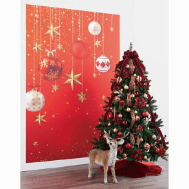 バックグラウンドシート オーナメントレッド 145×220cm 1枚撮影コーナーやディスプレイの背景に使いやすいバックグラウンドシート。クリスマス タペストリー 大きい 飾り 装飾 壁 玄関 インスタ映え 背景 撮影 パーティ