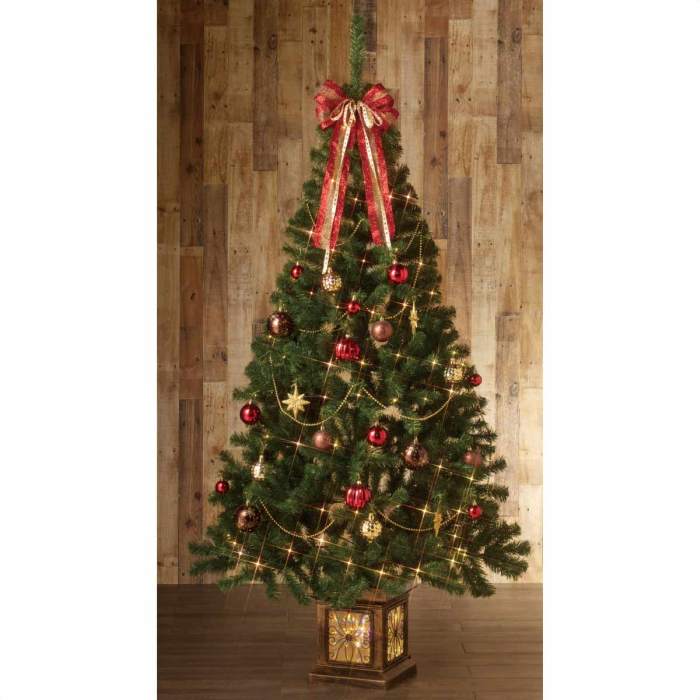 送料無料 クリスマスツリー おしゃれ 北欧 ライト led 電飾 210cm ポットライトツリー レッド H210