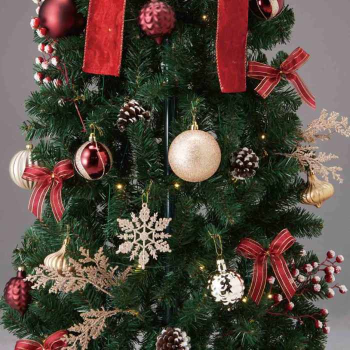 【コンパクトに収納できる！折りたたみクリスマスツリーセット レッド H180×W71cmあっと言う間に組み立て完了！便利な折りたたみツリー  クリスマスツリー おしゃれ 北欧 180cm | ストア・エキスプレス　楽天市場店