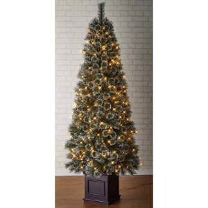 ヌードブラシクリスマスツリー LEDライト付き H180×W78cm人気のフロスト仕様のブラシツリー。LEDライト付きで美しくきらめきます。クリスマスツリー おしゃれ 北欧 ライト led 電飾 180cm