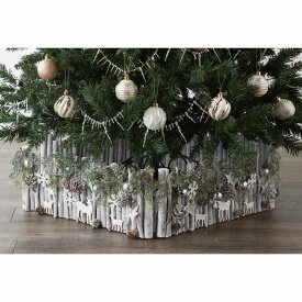【5%OFFクーポン有り！マラソン期間中♪】デコレーションウッドフェンス ホワイト＆グリーン 1台クリスマスツリー ウッドフェンス スタンドカバー ベースカバー 足元 丸太 足隠し 足元隠し